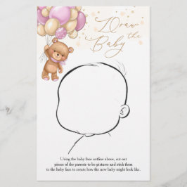 Balões cor-de-rosa com Urso de Teddy Desenhar Jogo