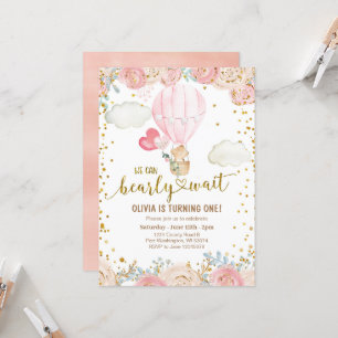  Balões cor-de-rosa de Urso Doce Convite de Anive