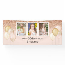 Balões cor-de-rosa Foto 30 Glitter Banner Birthday