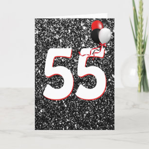 Balões de 55.º aniversário no Cartão Brilhante