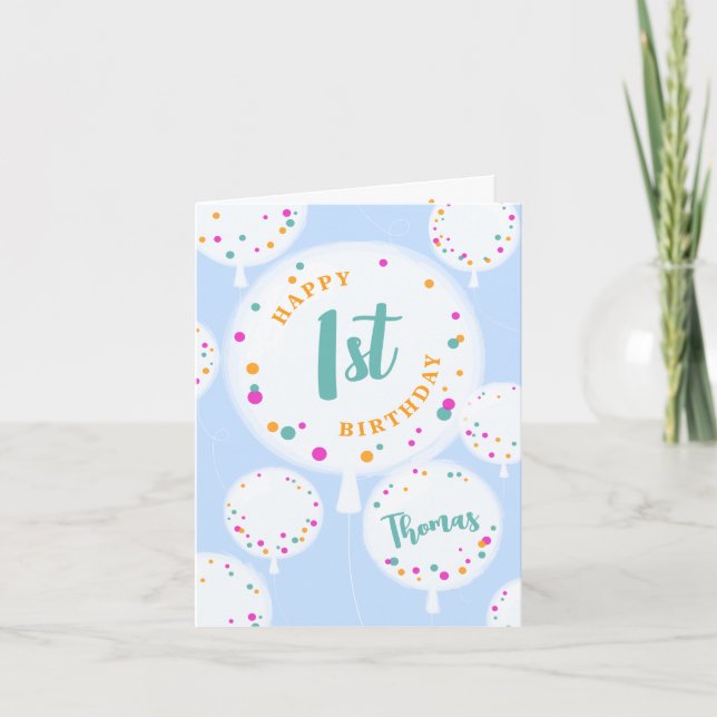 Balões de aniversário - cartão de aniversário pers (Frente)