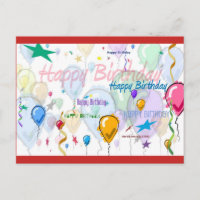 Balões de Aniversário | Cartão Postal Blue Beach S