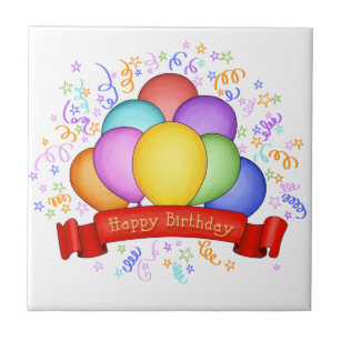 Balões de aniversário e Azulejos de banners e triv