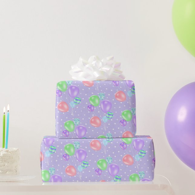 Balões de Aniversário em Papel de Embrulho com Pon (Presentes para festas)