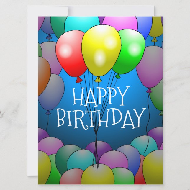 Balões de aniversário felizes em muitas cores (Frente)