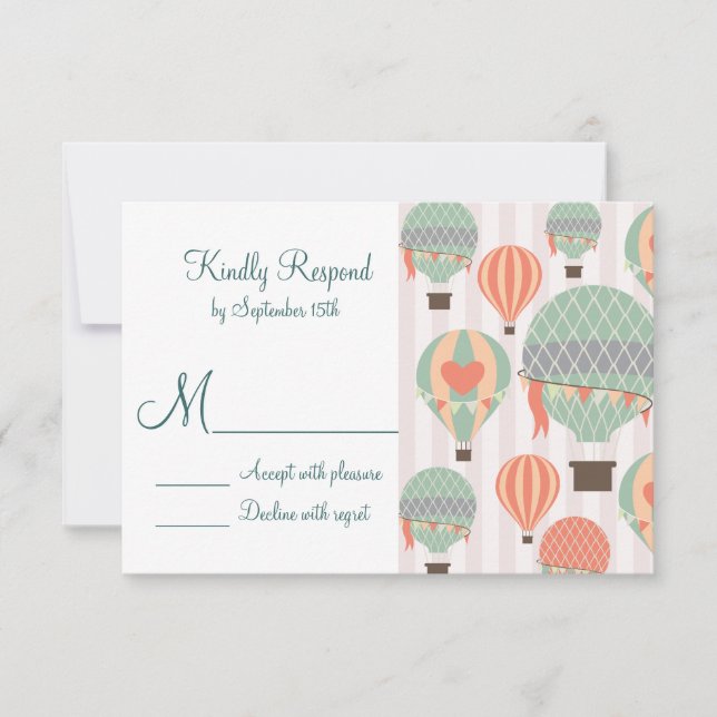 Balões de ar quente com Cartões RSVP de Casamento  (Frente)