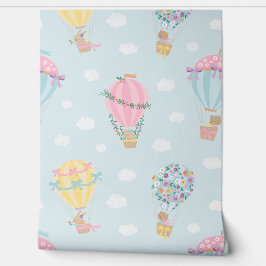 Balões de ar quente, de cor branca, com animais, a