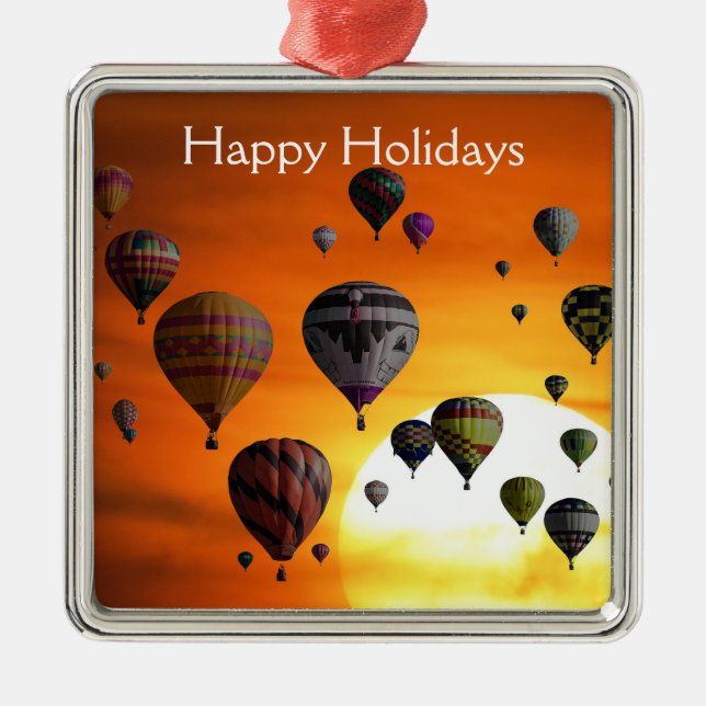 Balões de ar quente em ornamento de metal de voo (Frente)