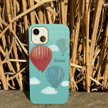 Balões de ar quente pintados personalizados<br><div class="desc">Esta capa de telefone apresenta as minhas ilustrações pintadas de balões de ar quente com representações realistas de balões em vermelho,  azul e verde juntamente com nuvens brancas colocadas contra um céu azul claro. Este cobrir telefônico está pronto para ser personalizado com o seu próprio nome ou outro texto.</div>