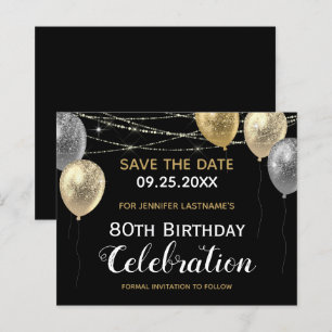 Balões de Brilho Dourado Aniversário de 80 anos Sa