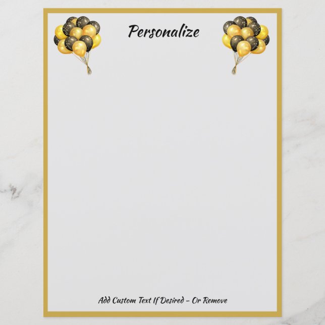 Balões de Celebração Elegantes Pretos e Dourados (Frente)