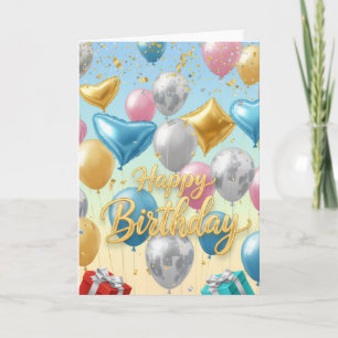 Balões de Celebração Flutuantes – Cartão de Aniver