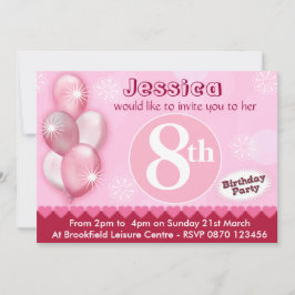 Balões de Convite para Meninas de Aniversário - Qu