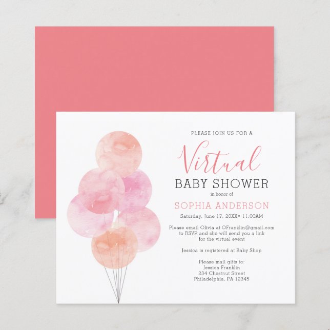 Balões de Cores de Água Orçamentária Convite para  (Frente/Verso)