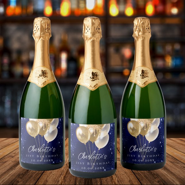 Balões de ouro azul-marinho de aniversário (Criador carregado)