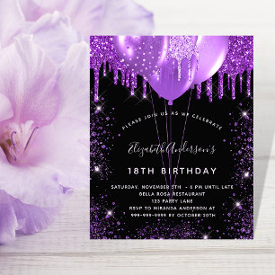 Balões de pó preto roxo preto de aniversário de