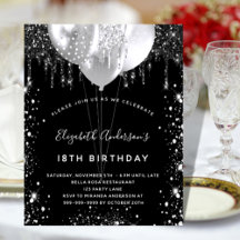 Balões de poeira pretos de prata preta de aniversá