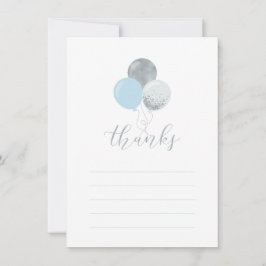 Balões de Prata e Azul | Cartão de Nota de Obrigad