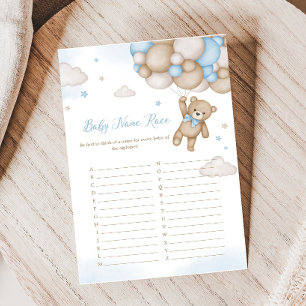 Balões de Urso Azul Chá de fraldas Nome do Bebê Ra