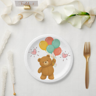 Balões de Urso Fofo Pratos de Papel