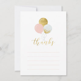Balões Dourados e Rosa | Cartão de Nota de Obrigad