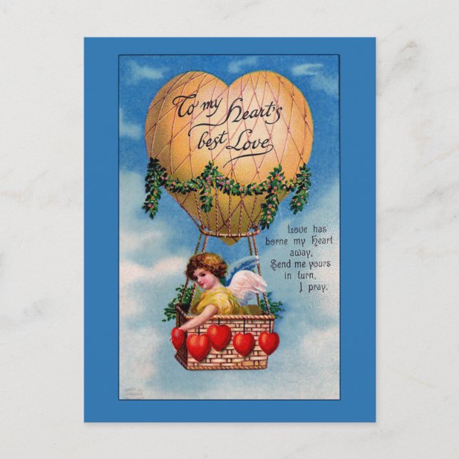 Balões e Corações Cartão de Namorados Vitoriano (Frente)