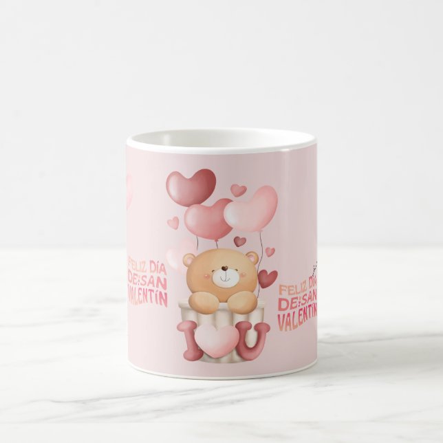 Balões e ursos em forma de coração, caneca de café (Centro)