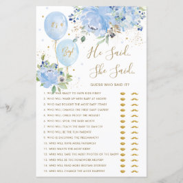 Balões Florais Azuis Ele Disse Que Ela Disse Jogo 