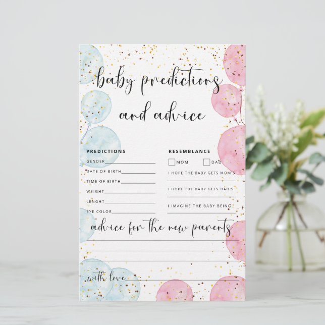 Balões Gênero Revelam Predições de Bebês e Aconsel (Em pé/Frente)