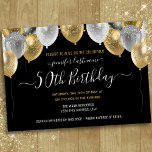 Balões Glitter 50º Convite de aniversário<br><div class="desc">Balões de ouro e prata falsos e balões dourados na borda superior. Todo o texto é ajustável e fácil de mudar para as necessidades do seu próprio partido. Excelente elegante do modelo guarde a data festa de aniversário design. a qualquer ano,  a idade pode ser alterada</div>