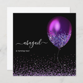 Balões Iridescentes Escuros Convite à Festa de ani