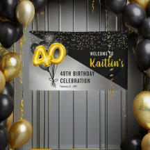 Balões Negros Elegantes | Parte aniversário de 40