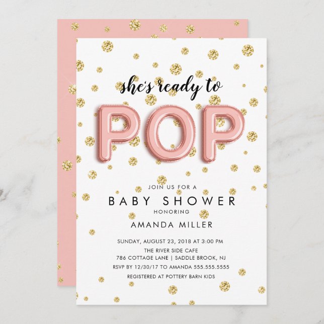 Balões Prontos para POP Girls - Convites para Chás (Frente/Verso)