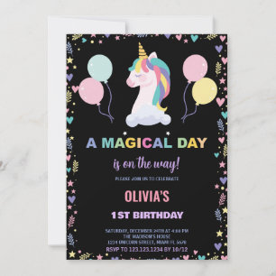 Balões Unicorn Convites de Aniversário