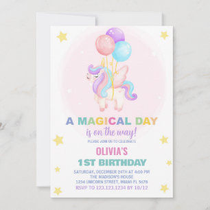 Balões Unicorn Convites de Aniversário