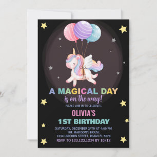 Balões Unicorn Convites de Aniversário