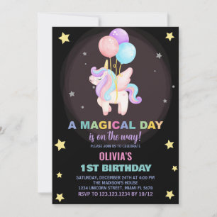 Balões Unicorn Convites de Aniversário