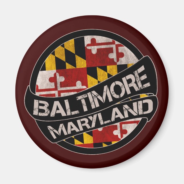 Baltimore Maryland flag grunge imã (Frente)