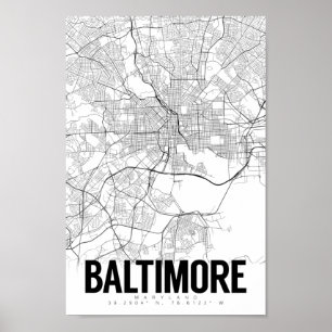Baltimore Maryland Minimalista Map Art Poster