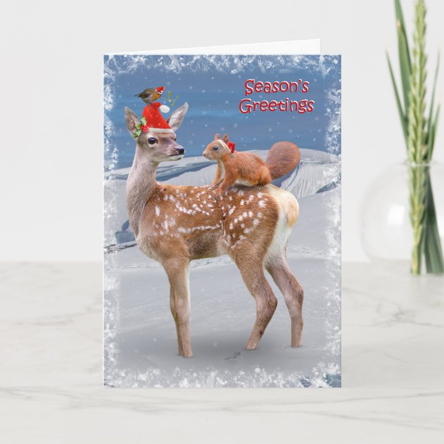 Bambi e cartão de Natal dos amigos (Frente)