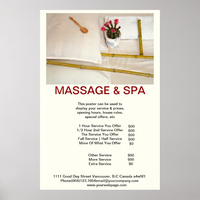Bamboo Spa Massage Beauty Salon Poster (Frente)