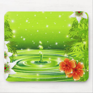 Bambu da água e flores tropicais Mousepad