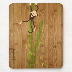 Bambu e macaco Mousepad engraçado