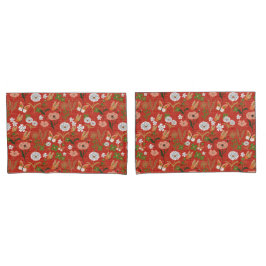 Bambu Floral Borboleta Bambus Shamrocks em Vermelh