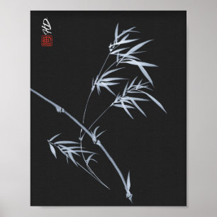 Bambu Prateado em Impressão de Arte com Pincel Chi
