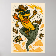Banana Cowboy Tornado Poster