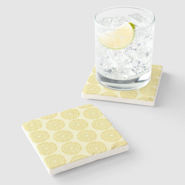 Banana Cream Boho Porta copos de pedra impressa (Lateral)