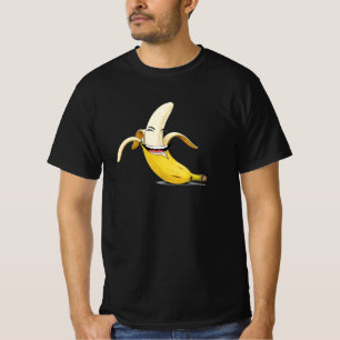 Banana de Cartoon Sorridente - Camisa T Engraçada 