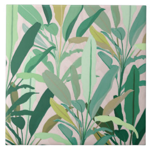 Banana verde tropical deixa padrão rosa