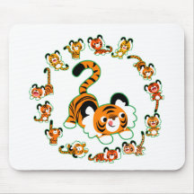 Banda branca Tigers Mandala (verde) Mousepad